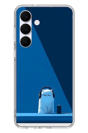 Samsung Galaxy S25 FE Uyumlu Kulaklı Kedi Baskılı Silikon Kılıf