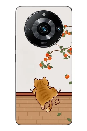 Realme 11 Pro Uyumlu Kedi Tırmanıyor Baskılı Silikon Kılıf