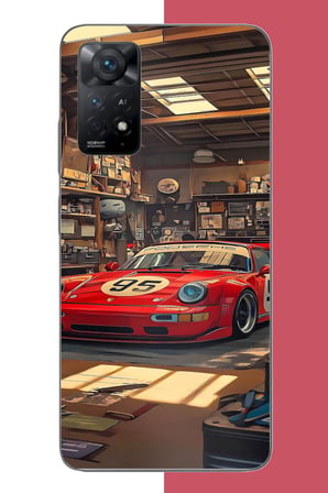 Redmi Note 11E Uyumlu kırmızı porsche Baskılı Silikon Kılıf
