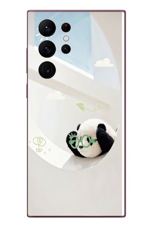 Samsung Galaxy S22 Ultra Uyumlu Gözlüklü Panda Baskılı Silikon Kılıf