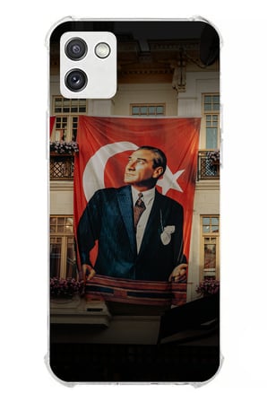Samsung Galaxy A03 Uyumlu Dev Bayrak Detaylı Atatürk Baskılı Silikon Kılıf