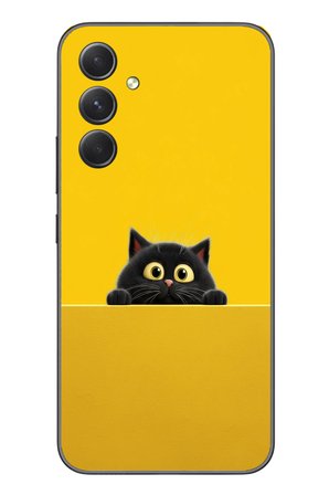 Samsung Galaxy A54 Uyumlu Sarı Gözlü Kedi Baskılı Silikon Kılıf