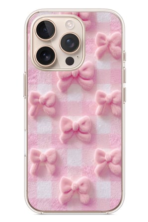 İphone 16 Pro Uyumlu Pembe Kurdeleler Baskılı Silikon Kılıf