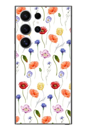 Samsung Galaxy S24 Ultra Uyumlu Sade Tek Çiçekler Baskılı Silikon Kılıf