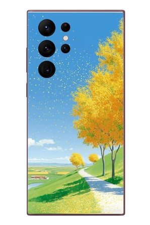 Samsung Galaxy S22 Ultra Uyumlu Sarı Sonbahar Ağacı Baskılı Silikon Kılıf