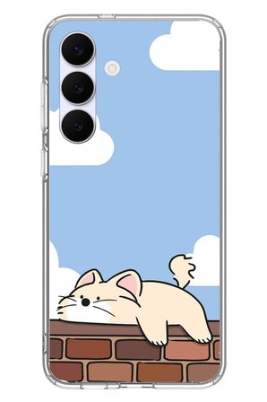 Samsung Galaxy S25 FE Uyumlu Duvar Üstünde Kedi Baskılı Silikon Kılıf