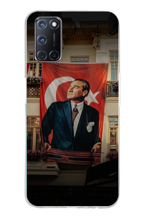 OPPO A52-A72-92 Uyumlu Dev Bayrak Detaylı Atatürk Baskılı Silikon Kılıf