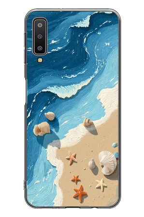 Samsung Galaxy A7 2018 Uyumlu Deniz Yıldızı Tatilde Baskılı Silikon Kılıf