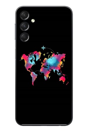 Samsung Galaxy A24 Uyumlu Dünya Renkli Haritası Baskılı Silikon Kılıf