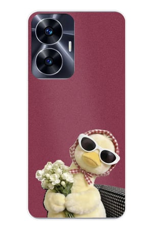 Realme C55 Uyumlu Çiçekli Ördek Baskılı Silikon Kılıf