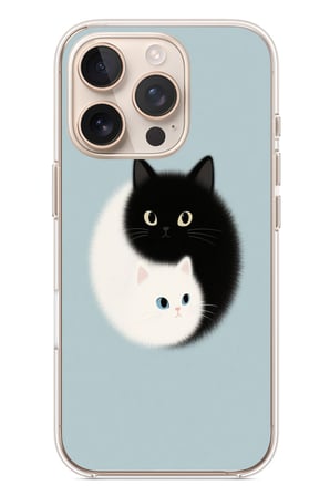 İphone 16 Pro Uyumlu Yin Yang Kediler Baskılı Silikon Kılıf