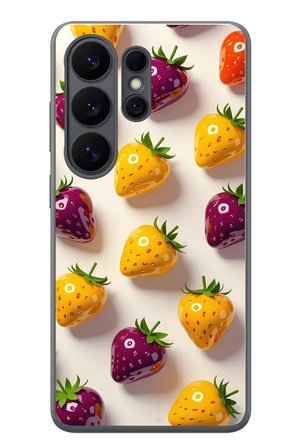 Samsung Galaxy S26 Ultra Uyumlu Sarı Kırmızı Çilekler Baskılı Silikon Kılıf
