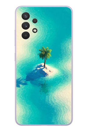 Samsung Galaxy A32 Uyumlu Adada Palmiye Baskılı Silikon Kılıf