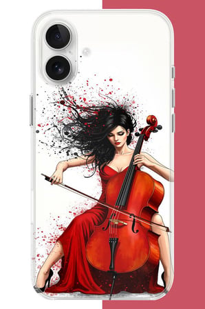 iPhone 17 Uyumlu çello çalan kadın Baskılı Silikon Kılıf