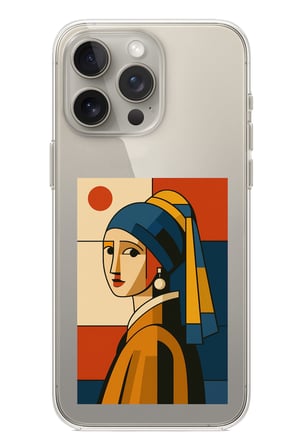 iPhone 15 PRO MAX Uyumlu Bauhaus İnci Küpeli Kız Baskılı Silikon Kılıf