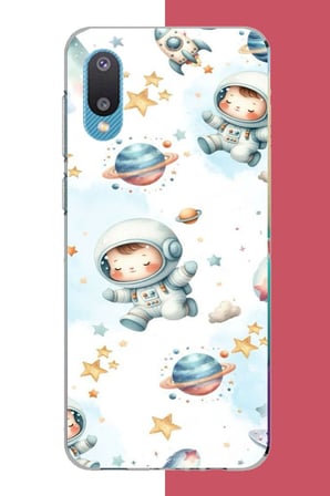 Samsung Galaxy A02 Uyumlu Minik Astronot Baskılı Silikon Kılıf