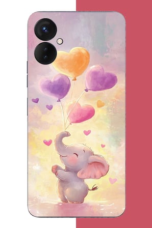 Tecno Spark 9 Pro Uyumlu minik fil Baskılı Silikon Kılıf