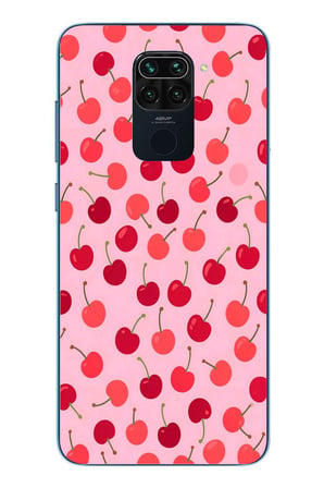 Redmi Note 9 Uyumlu Pembe Kirazlar Baskılı Silikon Kılıf