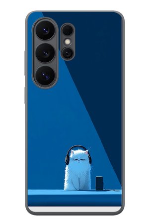 Samsung Galaxy S26 Ultra Uyumlu Kulaklı Kedi Baskılı Silikon Kılıf
