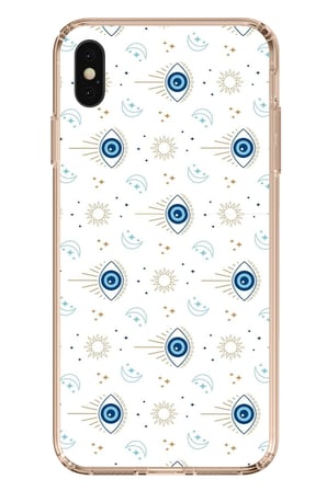 iPhone XS MAX Uyumlu Nazar Boncuğu Güneş ve Hilal Baskılı Silikon Kılıf