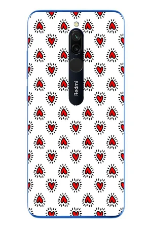 Redmi 8 Uyumlu Kalp Çizgisi Baskılı Silikon Kılıf