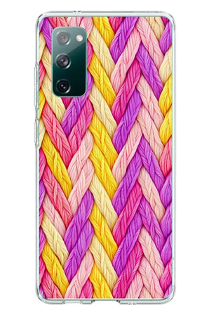 Samsung Galaxy S20 FE Uyumlu Mor Sarı Örgü Baskılı Silikon Kılıf