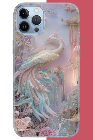 iPhone 13 Pro Uyumlu kristal kuğu Baskılı Silikon Kılıf