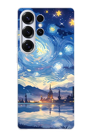 Samsung Galaxy S25 ULTRA Uyumlu Yıldızlı Gökyüzü ve Şehir Silüeti Baskılı Silikon Kılıf