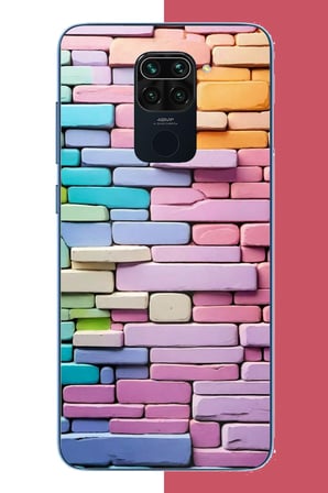 Redmi Note 9 Uyumlu renkli tuğla Baskılı Silikon Kılıf