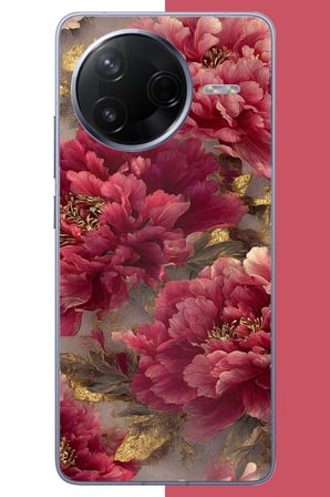 Poco F7 Pro Uyumlu kırmızı çiçek Baskılı Silikon Kılıf