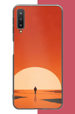 Samsung Galaxy A7 2018 Uyumlu retro güneş batımı Baskılı Silikon Kılıf