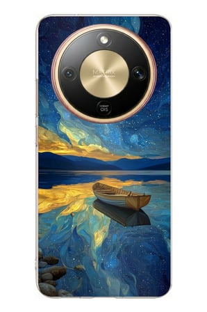 Honor Magic 8 Lite Uyumlu Yıldızlı Gece ve Kayık Manzaralı Baskılı Silikon Kılıf