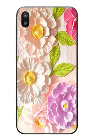 Samsung Galaxy M20 Uyumlu Beyaz Papatyalar Baskılı Silikon Kılıf
