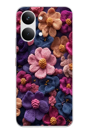 POCO X8 Pro Max Uyumlu Çiçek Örgüsü Baskılı Silikon Kılıf