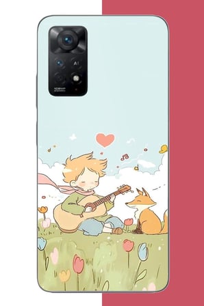 Redmi Note 11E Uyumlu gitarlı küçük prens Baskılı Silikon Kılıf