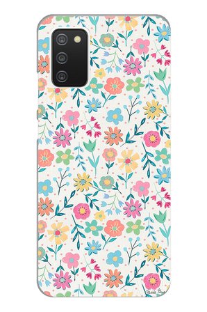 Samsung Galaxy A02S Uyumlu Dekoratif Çiçekler Baskılı Silikon Kılıf