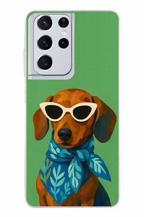Samsung Galaxy S21 ULTRA Uyumlu Cool Dachshund Köpek Baskılı Silikon Kılıf