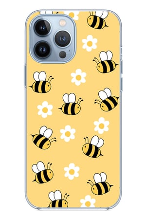 iPhone 13 PRO MAX Uyumlu Arı ve Papatyalar Baskılı Silikon Kılıf