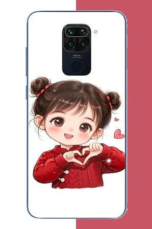 Redmi Note 9 Uyumlu kawaii kalpli kız Baskılı Silikon Kılıf