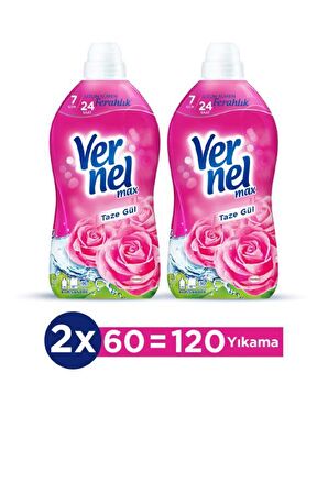 Vernel Max Taze Gül Beyazlar ve Renkliler İçin Konsantre Yumuşatıcı 2 x 1140 ml 120 Yıkama