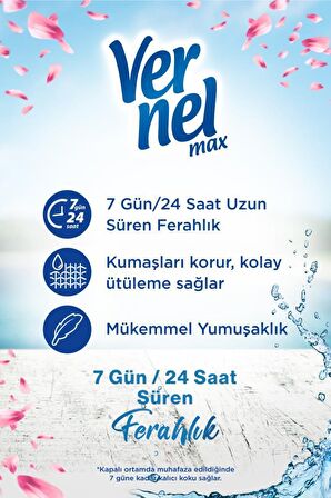 Vernel Max Taze Gül Beyazlar ve Renkliler İçin Konsantre Yumuşatıcı 2 x 1140 ml 120 Yıkama