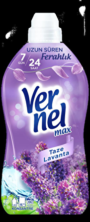 Vernel Max Taze Lavanta Beyazlar ve Renkliler İçin Konsantre Yumuşatıcı 2 x 1440 ml 120 Yıkama