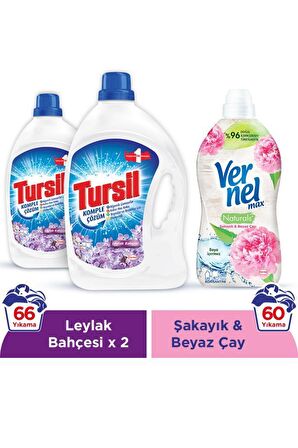 Tursil Karma Renkler İçin Sıvı Deterjan 2x2145 ml 33 Yıkama & Vernel Max Şakayık&Beyaz Çay Yumuşatıcı 1440 ml 