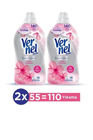 Vernel Max Fresh Control Çiçek Ferahlığı Beyazlar ve Renkliler İçin Konsantre Yumuşatıcı 2 x 1320 ml 110 Yıkama