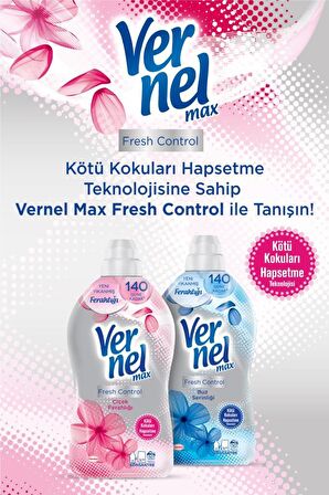 Vernel Max Fresh Control Çiçek Ferahlığı Beyazlar ve Renkliler İçin Konsantre Yumuşatıcı 2 x 1320 ml 110 Yıkama