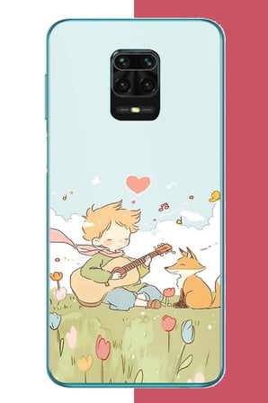 Redmi Note 9 PRO-9S Uyumlu gitarlı küçük prens Baskılı Silikon Kılıf