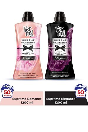 Vernel Max Supreme Romance & Elegance Beyazlar ve Renkliler İçin Konsantre Yumuşatıcı 2 x 1200 ml 100 Yıkama