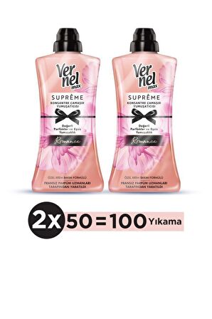 Vernel Max Supreme Romance Beyazlar ve Renkliler İçin Konsantre Yumuşatıcı 2 x 1200 ml 100 Yıkama