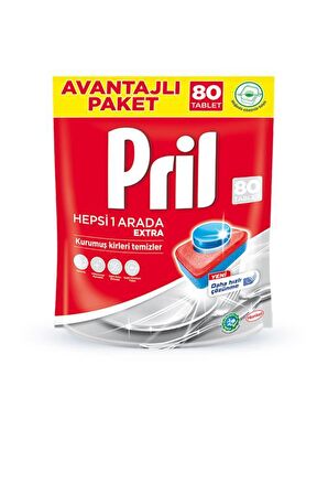 Pril Hepsi Bir Arada Limon Kokulu 80 Yıkama Tablet Bulaşık Makinesi Deterjanı 80 Adet & Elde Bulaşık Yıkama Deterjanı Limonlu ve Portakallı 2x675 ml 