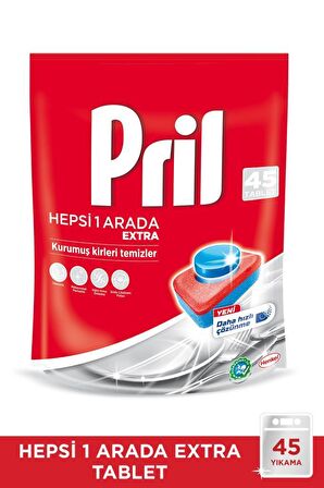 Pril Hepsi Bir Arada 90 Yıkama Tablet Bulaşık Makinesi Deterjanı 2x45 Adet 